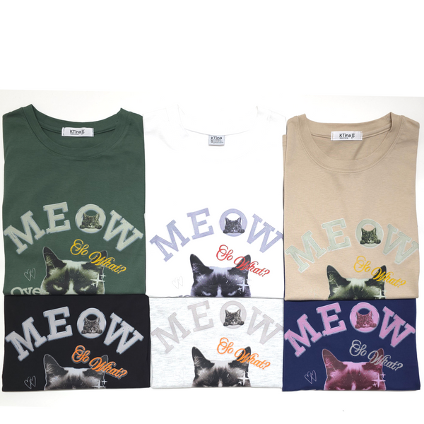 Unisex Meow Over Matter Grumpy Cat Funny Graphic Retro Streetwear Cotton T-Shirt