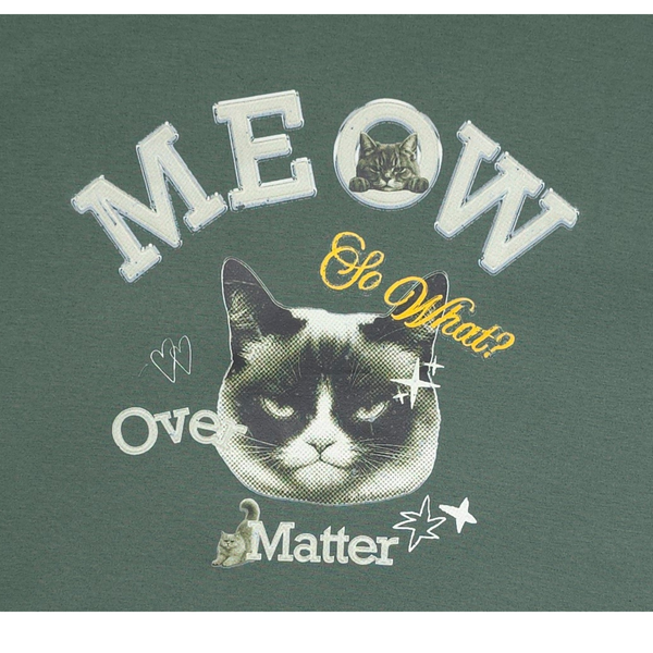 Unisex Meow Over Matter Grumpy Cat Funny Graphic Retro Streetwear Cotton T-Shirt