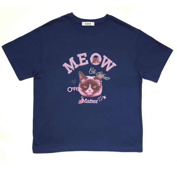 Unisex Meow Over Matter Grumpy Cat Funny Graphic Retro Streetwear Cotton T-Shirt