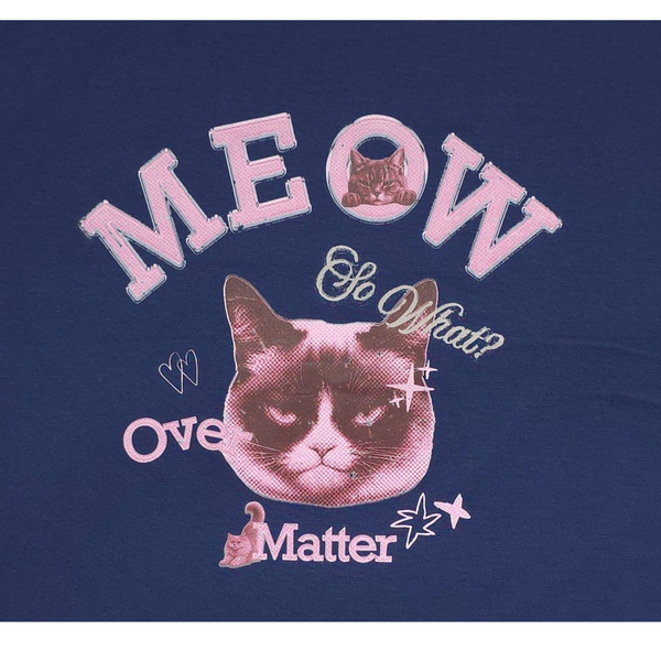 Unisex Meow Over Matter Grumpy Cat Funny Graphic Retro Streetwear Cotton T-Shirt