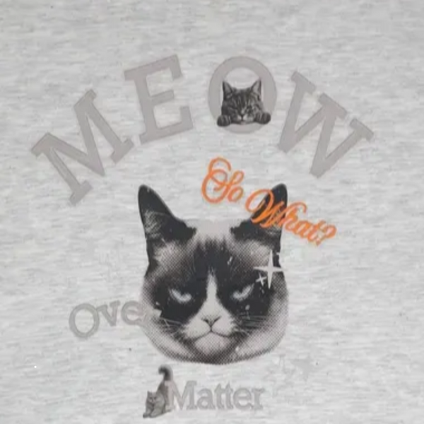 Unisex Meow Over Matter Grumpy Cat Funny Graphic Retro Streetwear Cotton T-Shirt