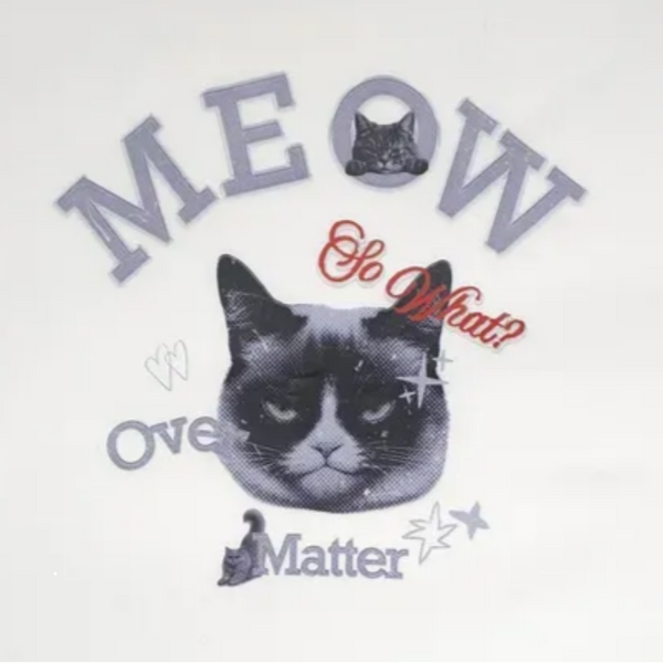 Unisex Meow Over Matter Grumpy Cat Funny Graphic Retro Streetwear Cotton T-Shirt