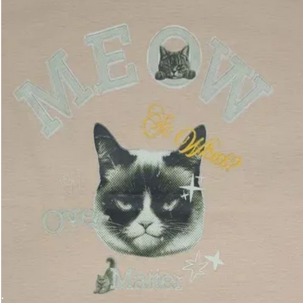Unisex Meow Over Matter Grumpy Cat Funny Graphic Retro Streetwear Cotton T-Shirt