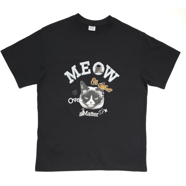 Unisex Meow Over Matter Grumpy Cat Funny Graphic Retro Streetwear Cotton T-Shirt