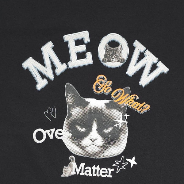 Unisex Meow Over Matter Grumpy Cat Funny Graphic Retro Streetwear Cotton T-Shirt