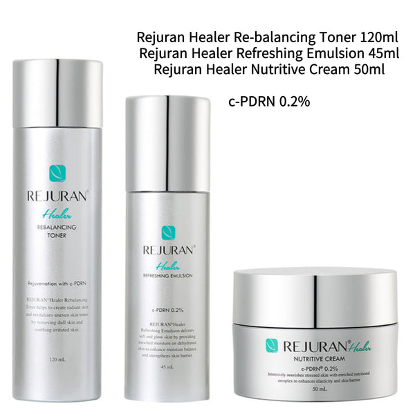 Rejuran Healer Re-balancing Toner 120ml, Refreshing Emulsion 45ml, Cream 50ml