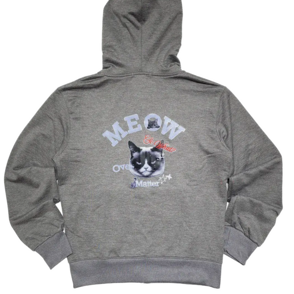 Unisex Meow Cat YKK 2-Way Zip Hoodie Wicking Two-Tone Soft Peached Activewear