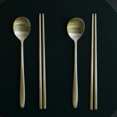 NottDam Bangjja Korean Traditional Spoon and Chopsticks Set for 2 People