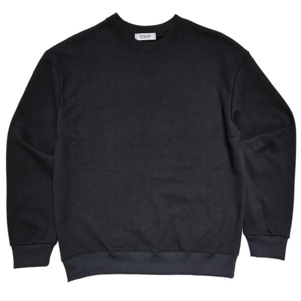 Unisex Plain Black Sweatshirt Recycled Fabric Combed Cotton Soft