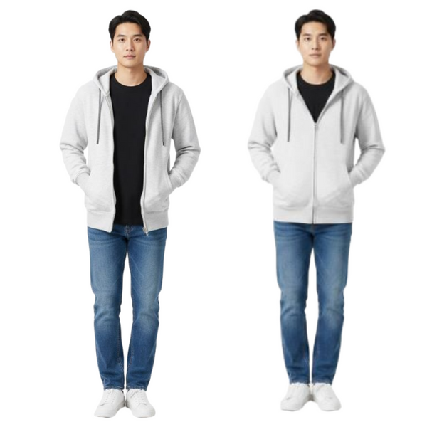 Unisex Premium Solid YKK 2-Way Zip Black Hoodie Recycled Eco-Friendly Fabric Combed Cotton Soft
