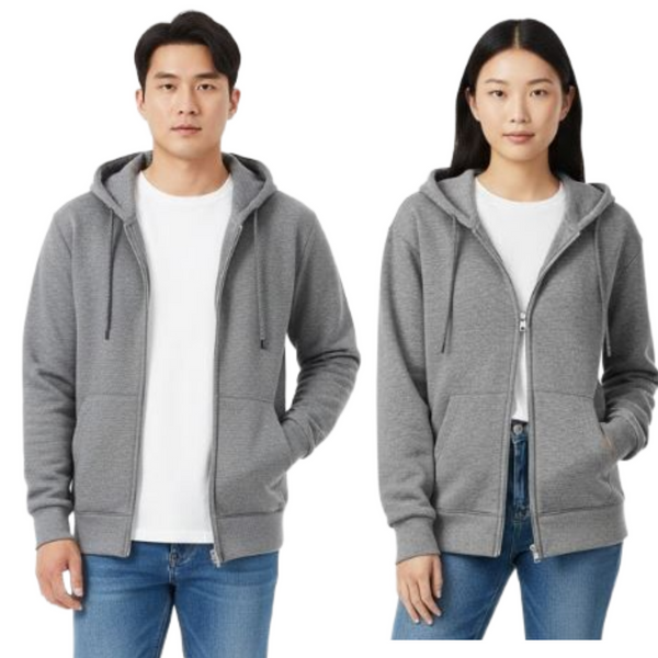Unisex Premium Solid YKK 2-Way Zip Hoodie Wicking Two-Tone Soft Peached Activewear