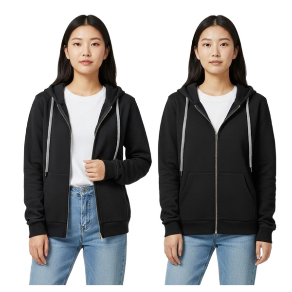 Unisex Premium Cat Lover Heavyweight YKK 2-Way Zip Black Hoodie Recycled Fabric