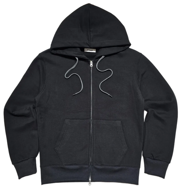 Unisex Premium Cat Lover Heavyweight YKK 2-Way Zip Black Hoodie Recycled Fabric