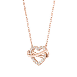 J Estina Eter Holiday Heart Necklace & Earring Rose Gold Plated