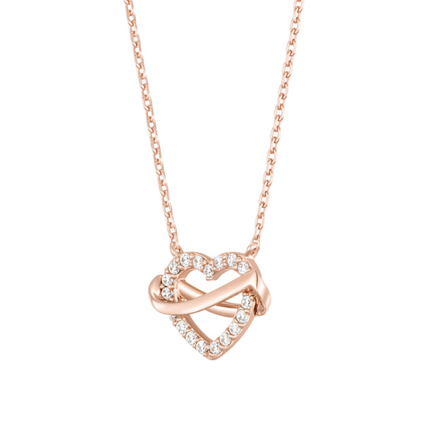 J Estina Eter Holiday Heart Necklace & Earring Rose Gold Plated