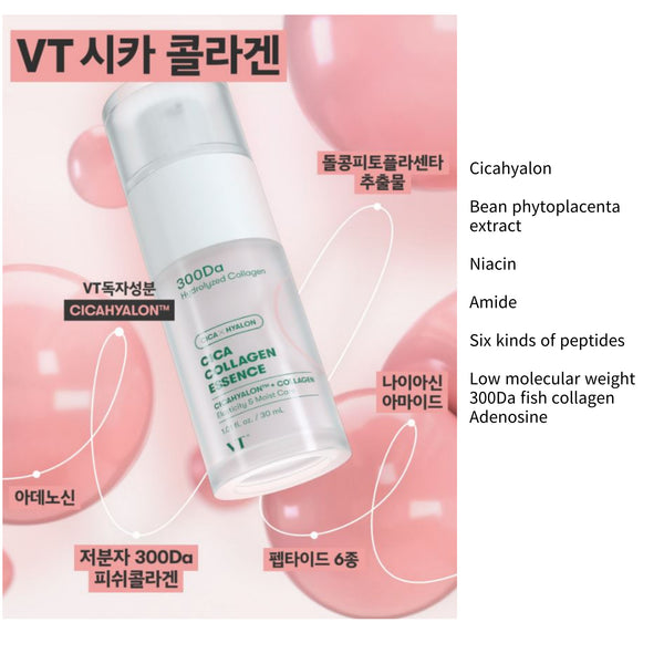 VT Cosmetic 300Da Hydrolyzed Cica Collagen Essence Elasticity & Moisture 30ml