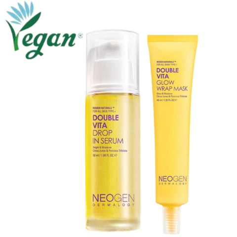 NeogenLAB Dermalogy Vegan Double Vita Drop In Serum 50ml & Glow Wrap Mask 40ml