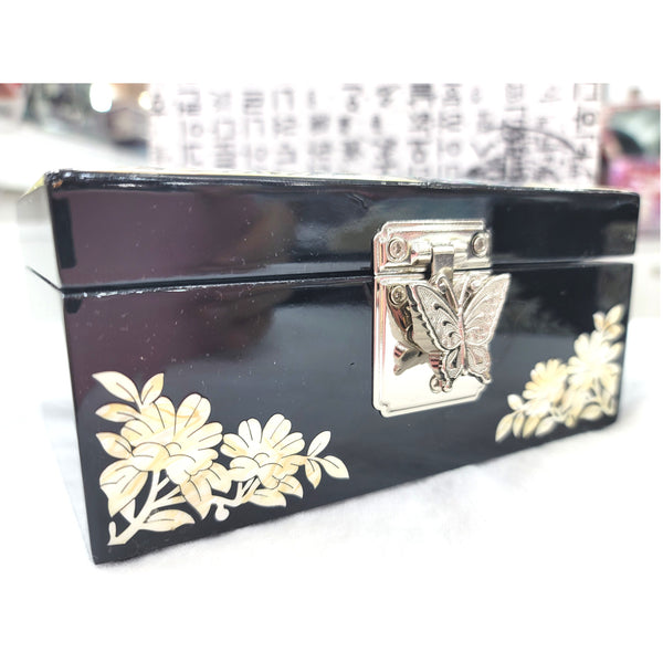 Korean Traditional Design Najeon Lacquer Chrysanthemum Jewelry Box With Mirror