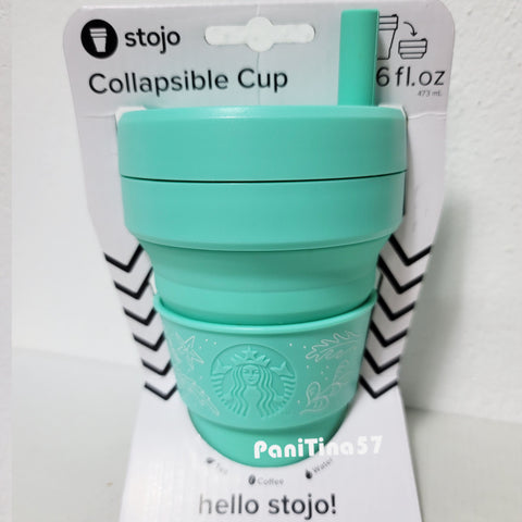 Hello Stojo Collapsible Mint Tumbler Cold Cup 473ml