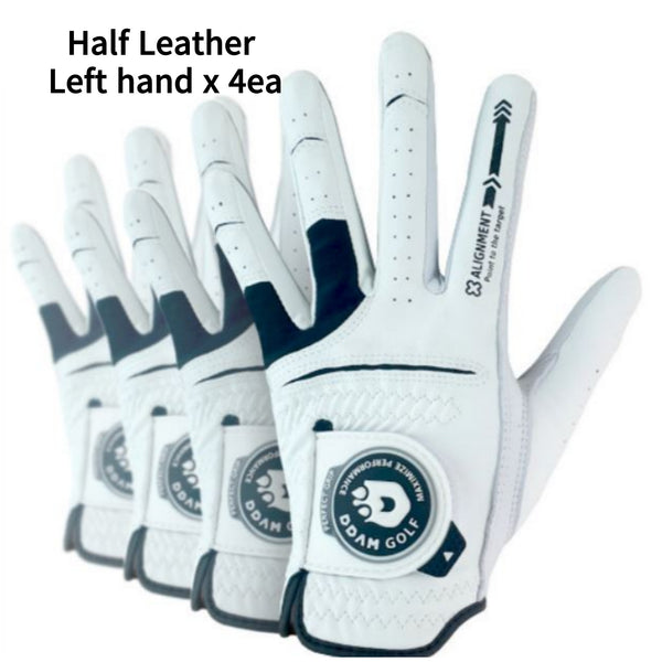 Men's Left-hand Natural Sheepskin Half x 4EA / Full x 3EA Leather Golf Glove