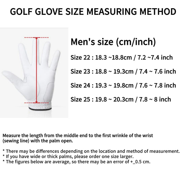 Men's Left-hand Natural Sheepskin Half x 4EA / Full x 3EA Leather Golf Glove