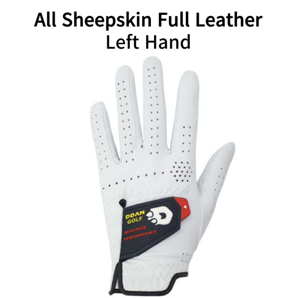 Men's Left-hand Natural Sheepskin Half x 4EA / Full x 3EA Leather Golf Glove