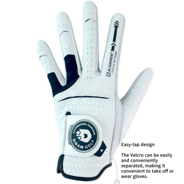 Men's Left-hand Natural Sheepskin Half x 4EA / Full x 3EA Leather Golf Glove