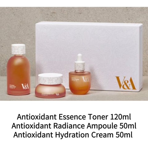 V&A Antioxidant Skin Care Essentials Set of 3 Essence Toner, Ampoule & Cream